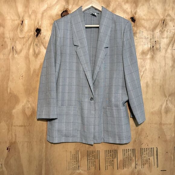 Vintage Take 1 80s Oversized Slouchy Plaid Blazer Sz 10 - Picture 1 of 5